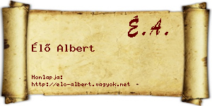 Élő Albert névjegykártya